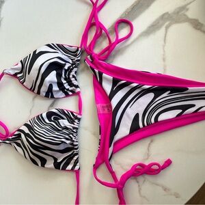 Pink and Zebra Print Bikini Set